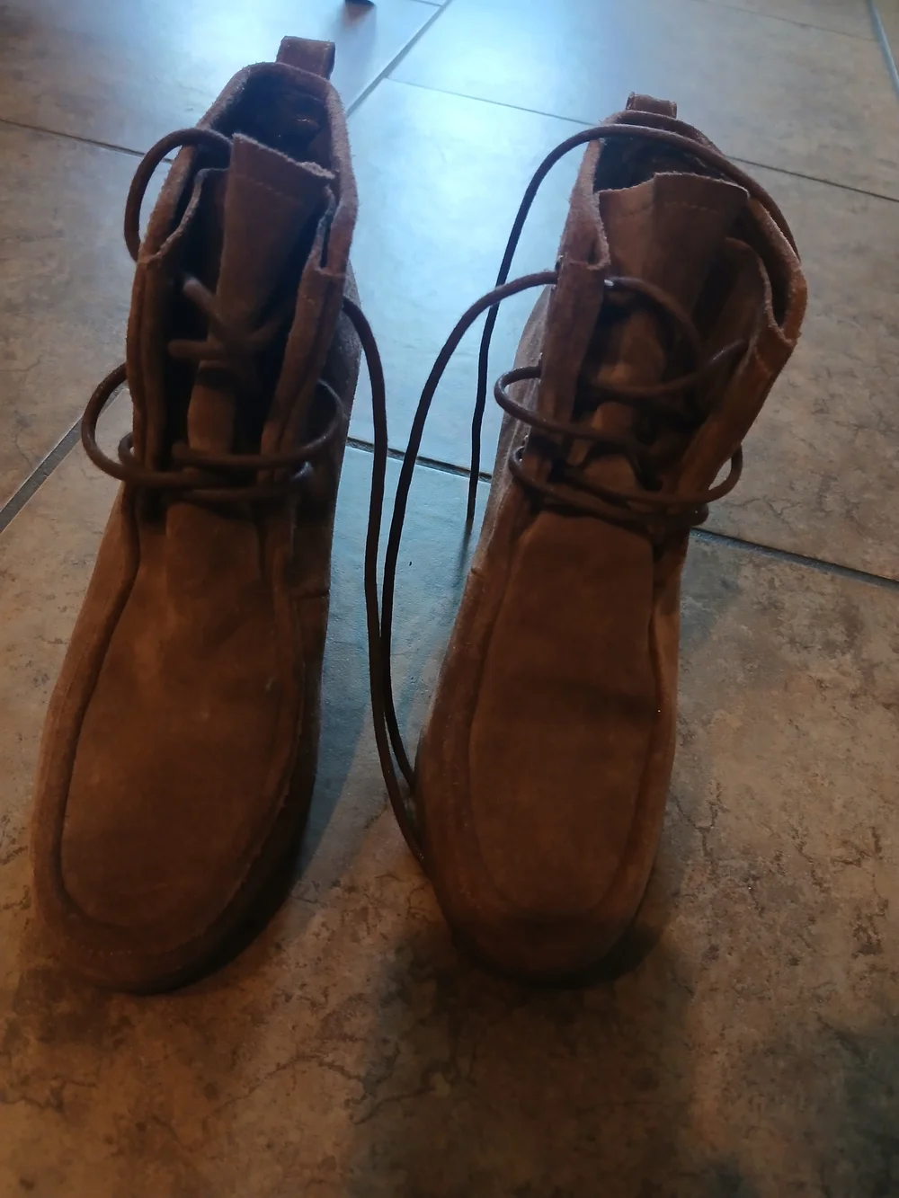 Michael Kors Taupe Suede Lace-Up Wedge Booties